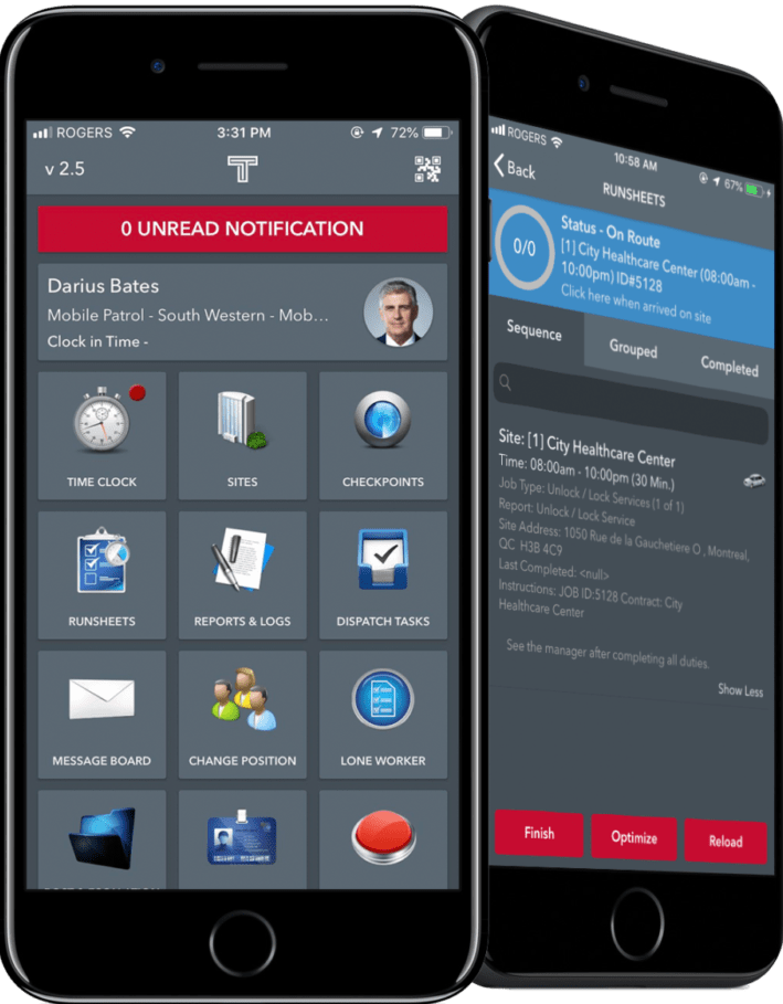 Tracktik mobile application for security guards